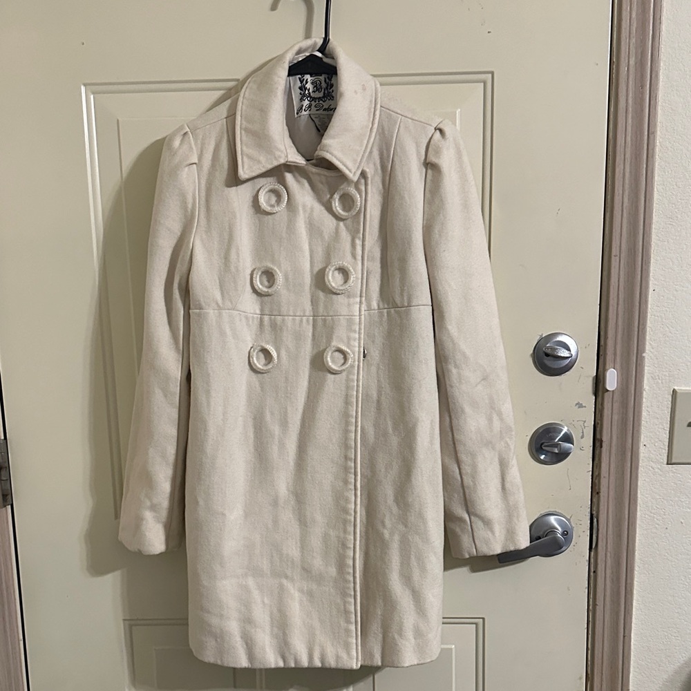 BB Dakota Cream Double-Breasted Pea Coat